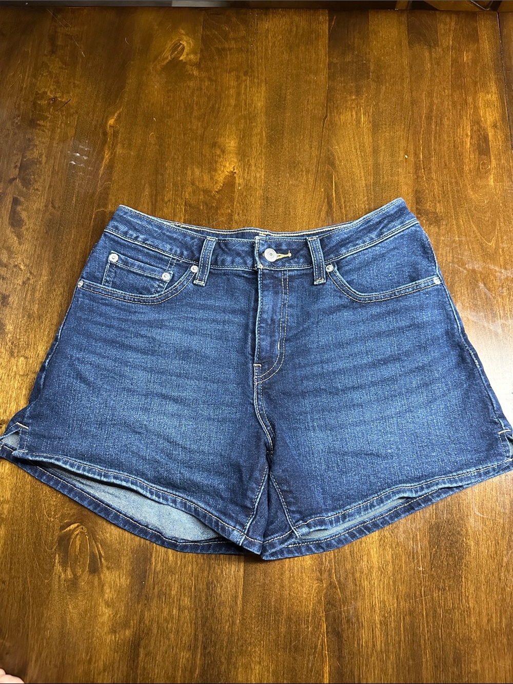Levi's Dark Blue High-Rise Denim Shorts